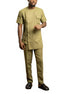 ESARO Handmade Short Sleeve Asymmetrical Caftan and Pants Set