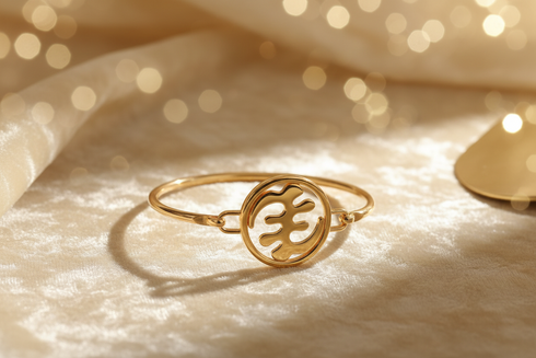 ESSENCE GYE-NYAME Adinkra stainless steel open bangle bracelet only