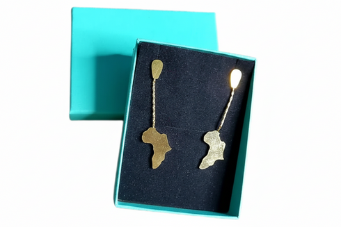 KALIFA Gold Stainless Steel Contemporary Africa Map Drop Dangle Earrings