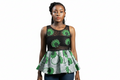 Elowen Black Lace with Flower Pattern and Ankara Peplum Top for Women – Bold African Print Sleeveless Top Only