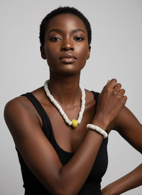 Frema Adult African bead necklace and bracelet set - Unisex