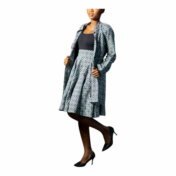 GHALI Graceful button-down Ankara skirt and top set