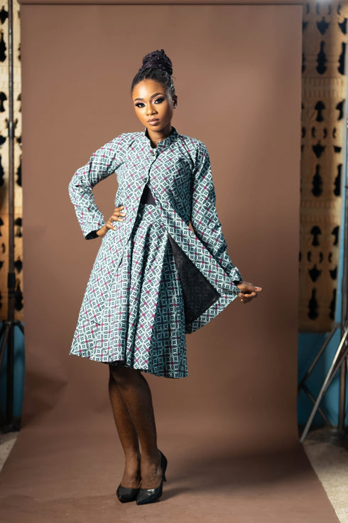 GHALI Graceful button-down Ankara skirt and top set