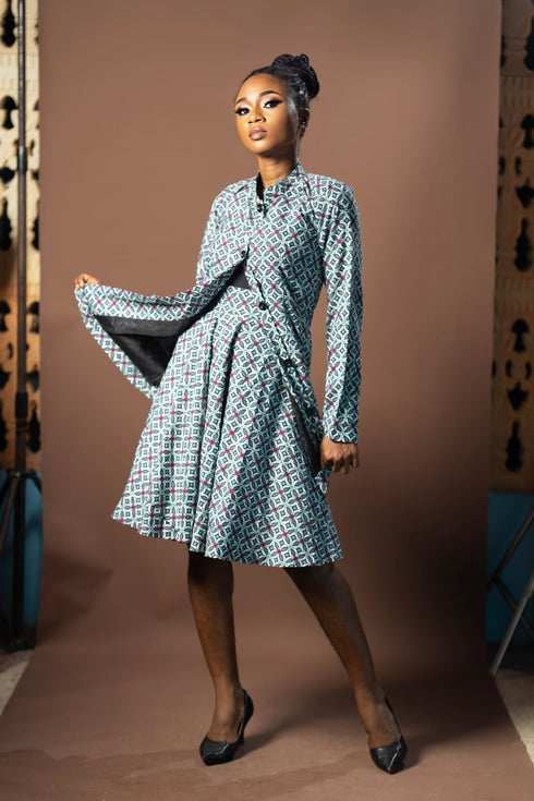 GHALI Graceful button-down Ankara skirt and top set