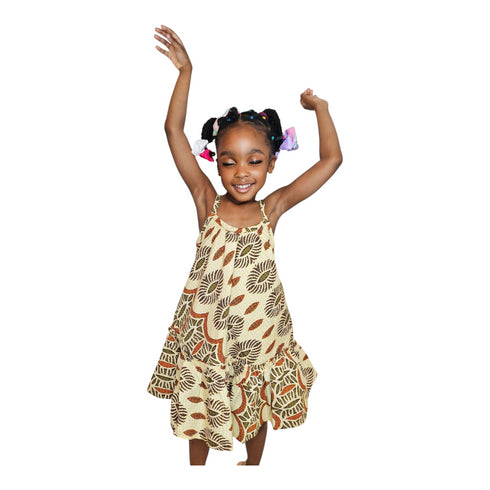 GOLDIER Girls African Print Flare Midi Dress – Sleeveless Style