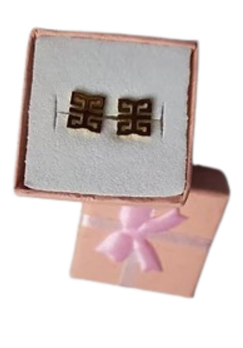 Ghanaian Adinkra Tradition Stud Gold Earrings