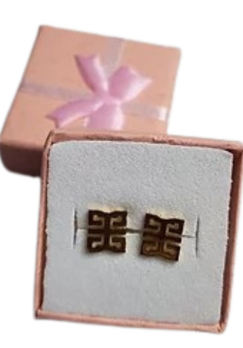 Ghanaian Adinkra Tradition Stud Gold Earrings