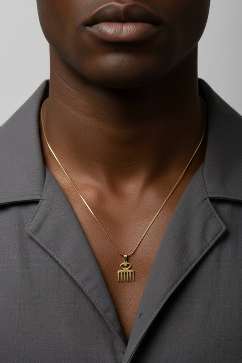 HERITAGE DUAFE adinkra symbol gold stainless steel necklace Only