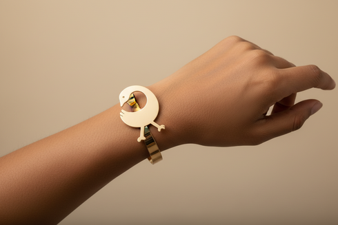 HERITAGE SANKOFA Adinkra stainless steel open cuff Gold bangle bracelet only