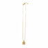 Gold necklace with floral ends on a marble surface