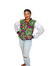 FRIMPOMAA Handmade Ankara and Mesh Scuba Bomber Jacket for Women