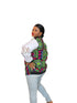 FRIMPOMAA Handmade Ankara and Mesh Scuba Bomber Jacket for Women