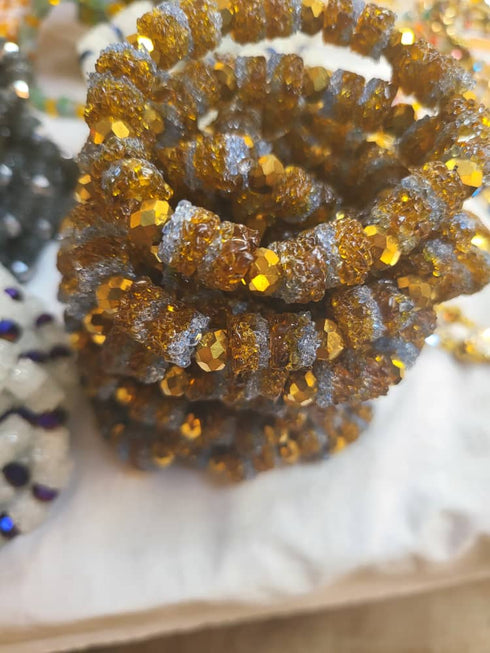 Amina Crystal Frost and Amethyst Bead Bracelet Only Set