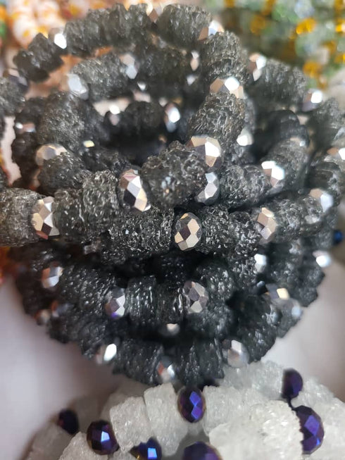 Amina Crystal Frost and Amethyst Bead Bracelet only Set