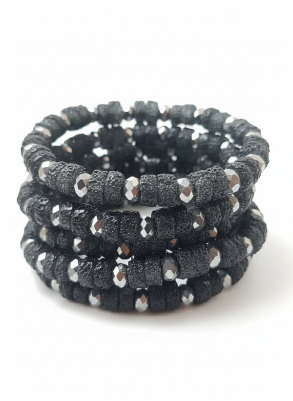 Amina Crystal Frost and Amethyst Bead Bracelet only Set