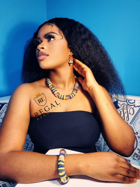 Kimathi African Bead Necklace , Bracelet & Earring Set