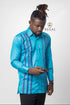 KHAMARI Long Sleeve Ankara Accented Men’s Button-Down Shirt