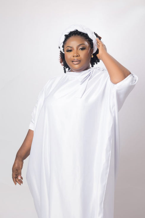 Zola Handmade Modest Silk Bubu Dress and Headband bundle Set