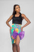 AYANA Fitted Ankara Skirt with Side Slit & Organdy Bow