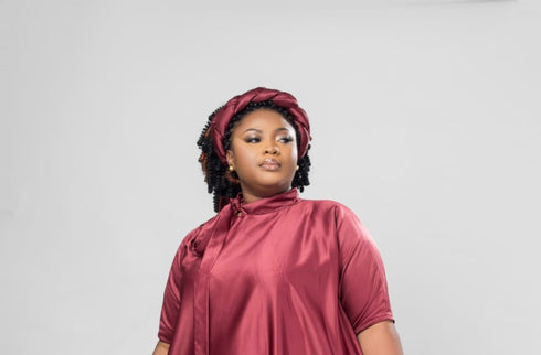 Zola Handmade Modest Silk Bubu Dress and Headband bundle Set