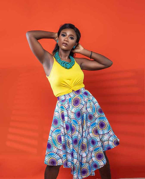 AMANI Flare Handkerchief Hem Ankara Skirt