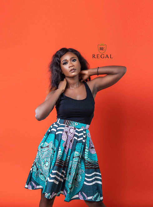 NIA Pleated African Print Ankara Skirt