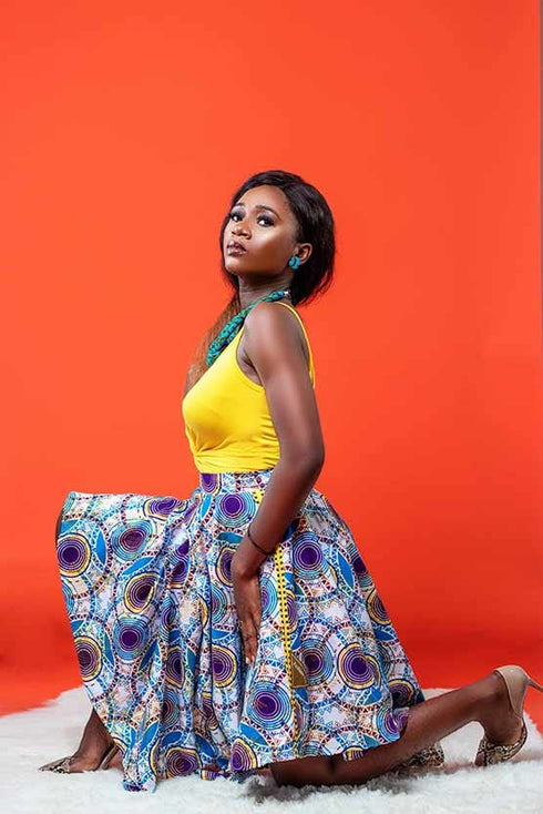 AMANI Flare Handkerchief Hem Ankara Skirt
