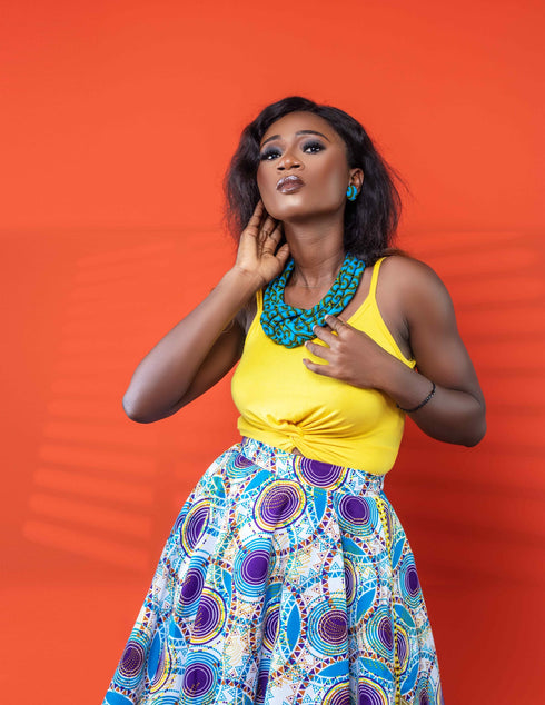 AMANI Flare Handkerchief Hem Ankara Skirt