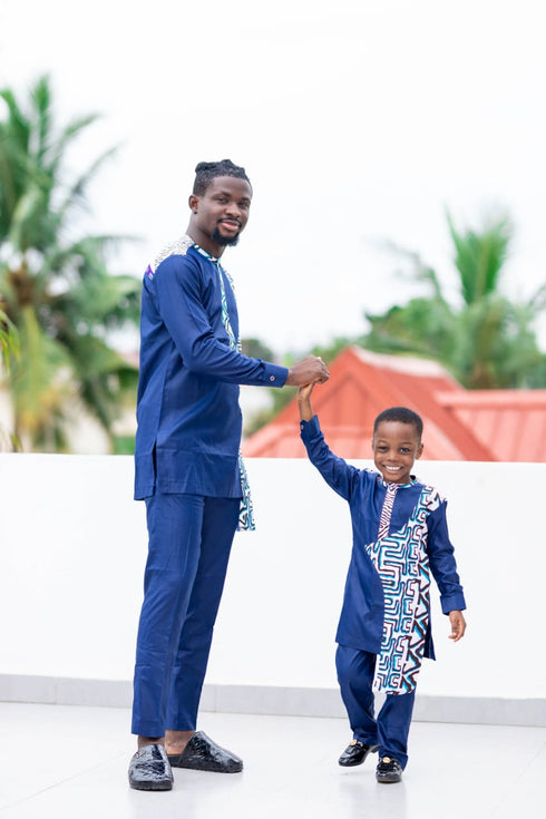 ENZI Handmade Batik Accent Caftan and Pants Set for Boys