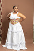 FIKILE Handmade Elegant Maxi Dress with Ankara Waist Belt