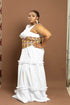 FIKILE Handmade Elegant Maxi Dress with Ankara Waist Belt