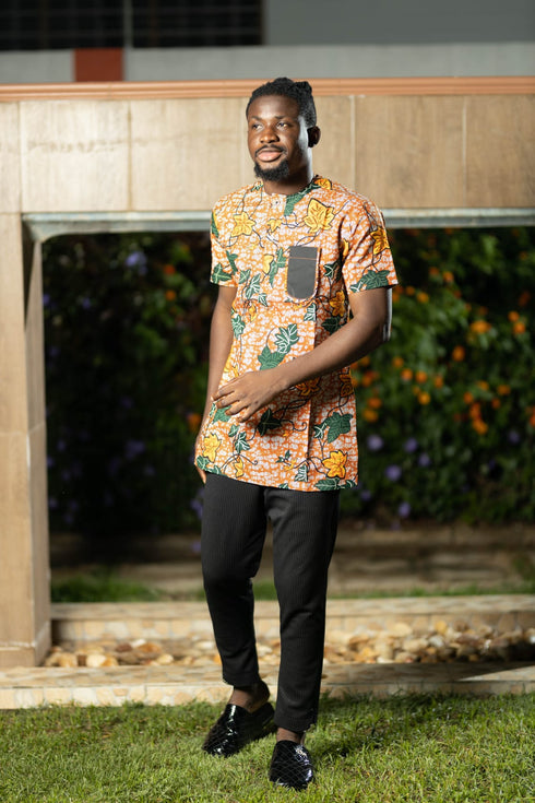 The CHIMALI Men's Short-Sleeve Ankara Shirt