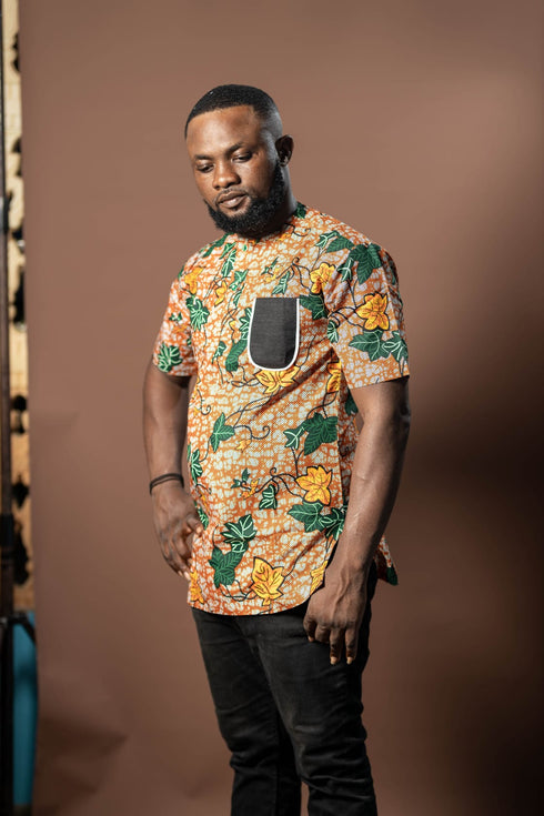 The CHIMALI Men's Short-Sleeve Ankara Shirt