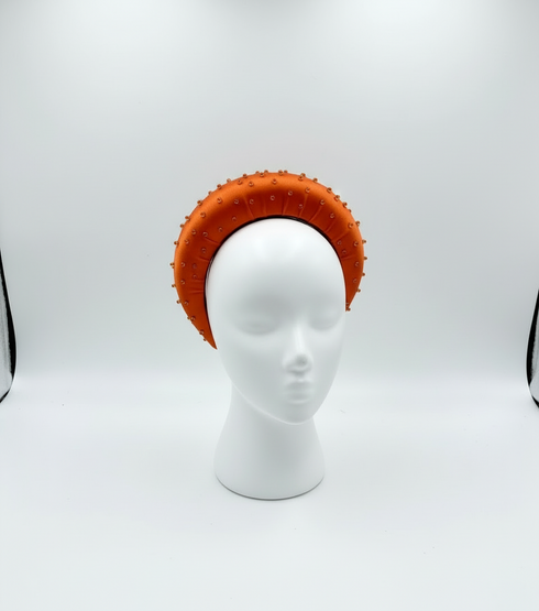 ZARINA Luxury Satin Beaded Handmade Padded Crown Headband - Hair Accessory