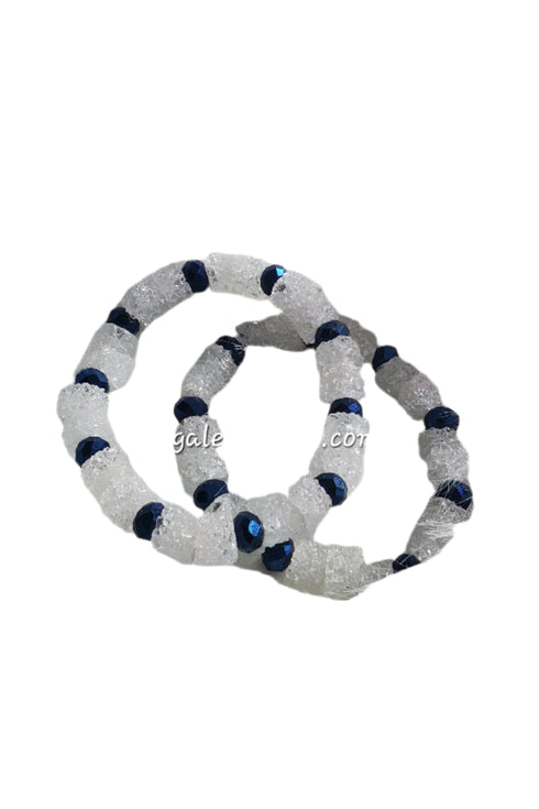 Imani Crystal Frost and Amethyst Bead Bracelet Set - blue