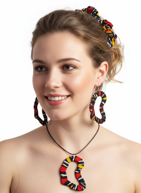 Indigo Infinity African Map Accessory Set - Ankara Earring and Necklace Set