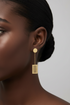 ÉLAN Linear Gold Minimalist Stainless Steel Drop Earrings Only – Sleek Geometric Dangle Statement Earrings, Modern Lightweight Fashion Jewelry for Women, Gift for Her