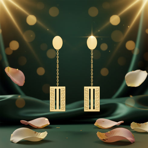 ÉLAN Linear Gold Minimalist Stainless Steel Drop Earrings Only – Sleek Geometric Dangle Statement Earrings, Modern Lightweight Fashion Jewelry for Women, Gift for Her