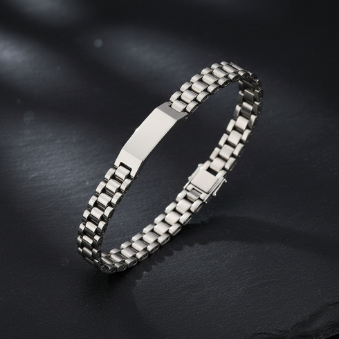 LEGACY Gold and silver sleek rectangular plate polished stainless steel non fade MEN bracelet Only