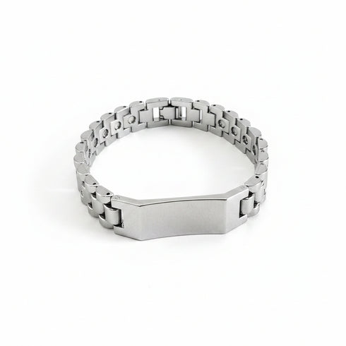 Metallic bracelet on a marble surface