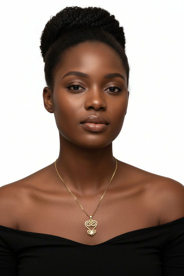 LOVE SANKOFA-DUA heritage stainless steel Adinkra necklace only