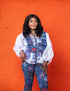 LULU Organza & Ankara Ruffle Top with Fitted Pants for Women