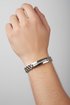 LUXE CURVE crystal bar link gold tone stainless steel non fade MEN bracelet only