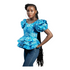 Liora Azure Ankara Peplum Top Set for Women – Ruffle Sleeve African Print Blouse - Top Only
