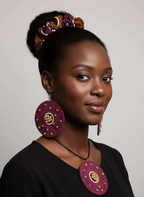 Mandala Majesty Accessory Set - Ankara Earring and Necklace Set