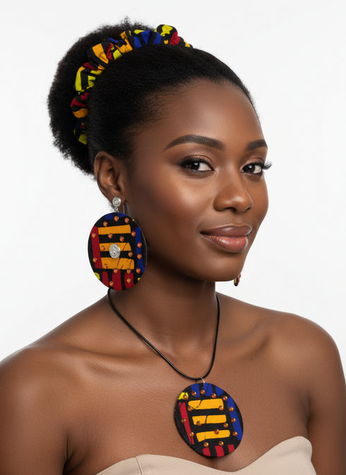 Mandala Majesty Accessory Set - Ankara Earring and Necklace Set