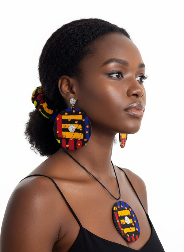 Mandala Majesty Accessory Set - Ankara Earring and Necklace Set