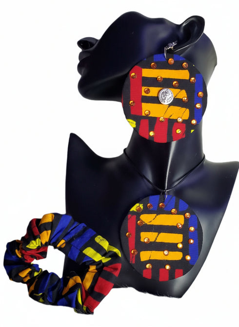 Mandala Majesty Accessory Set - Ankara Earring and Necklace Set