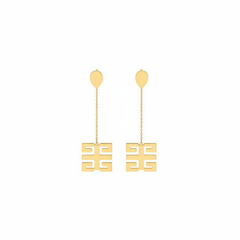 NOBLIS WO FORO DUA PA A Gold Adinkra Stainless Steel Drop Earrings Only – Geometric African Heritage Statement Earrings, Support Symbol Jewelry for Women