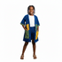 NOMSA Women Linen Graceful Patch Pocket Kimono & Shorts Set in Vibrant Ankara Print